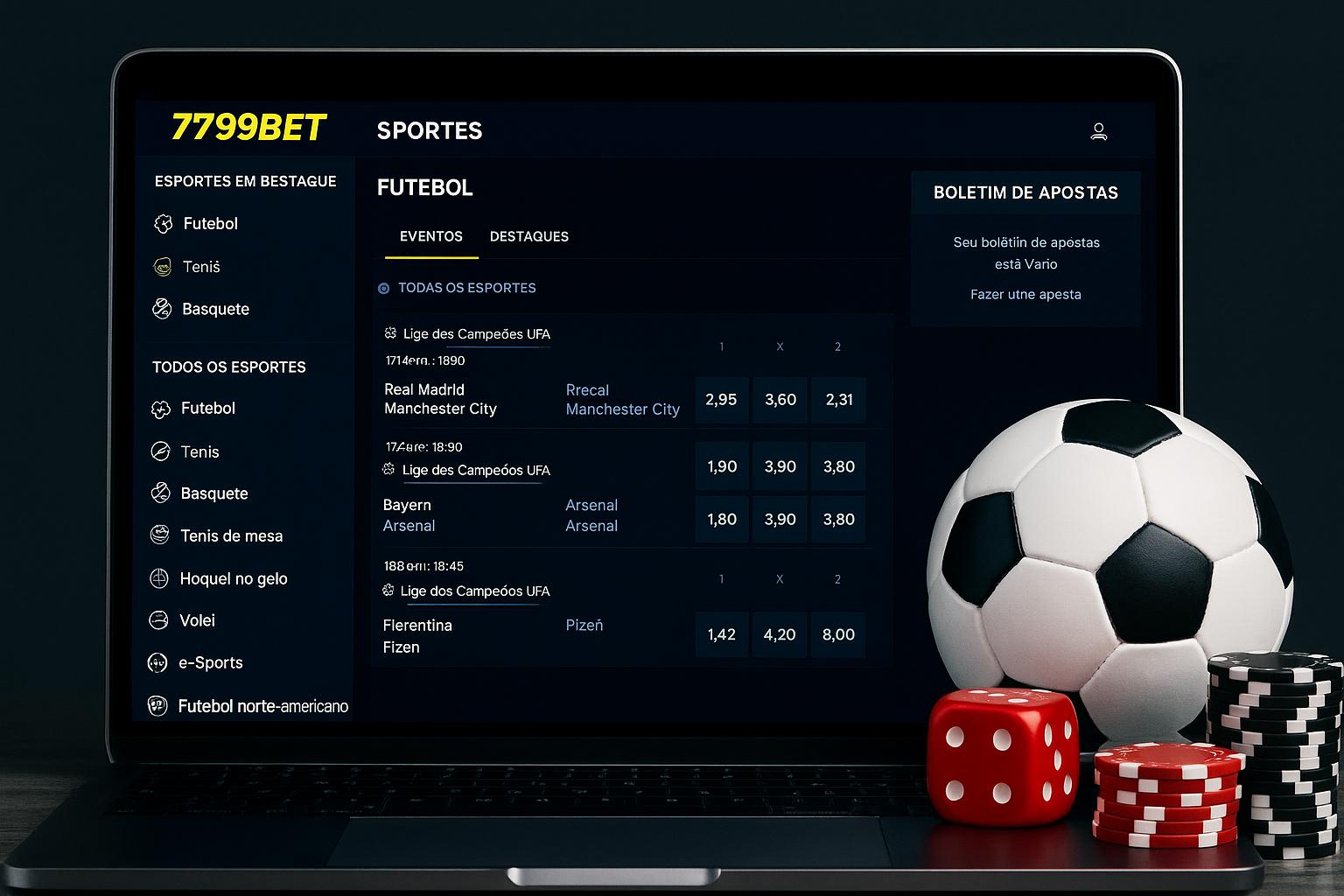 Aposte em apostas esportivas no cassino online 7799BET