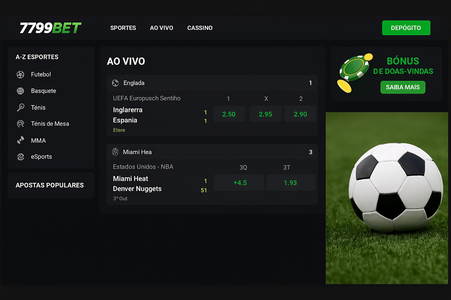 Apostas esportivas no cassino online 7799BET